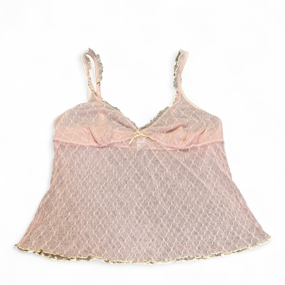 light pink lace cami top with bow detail